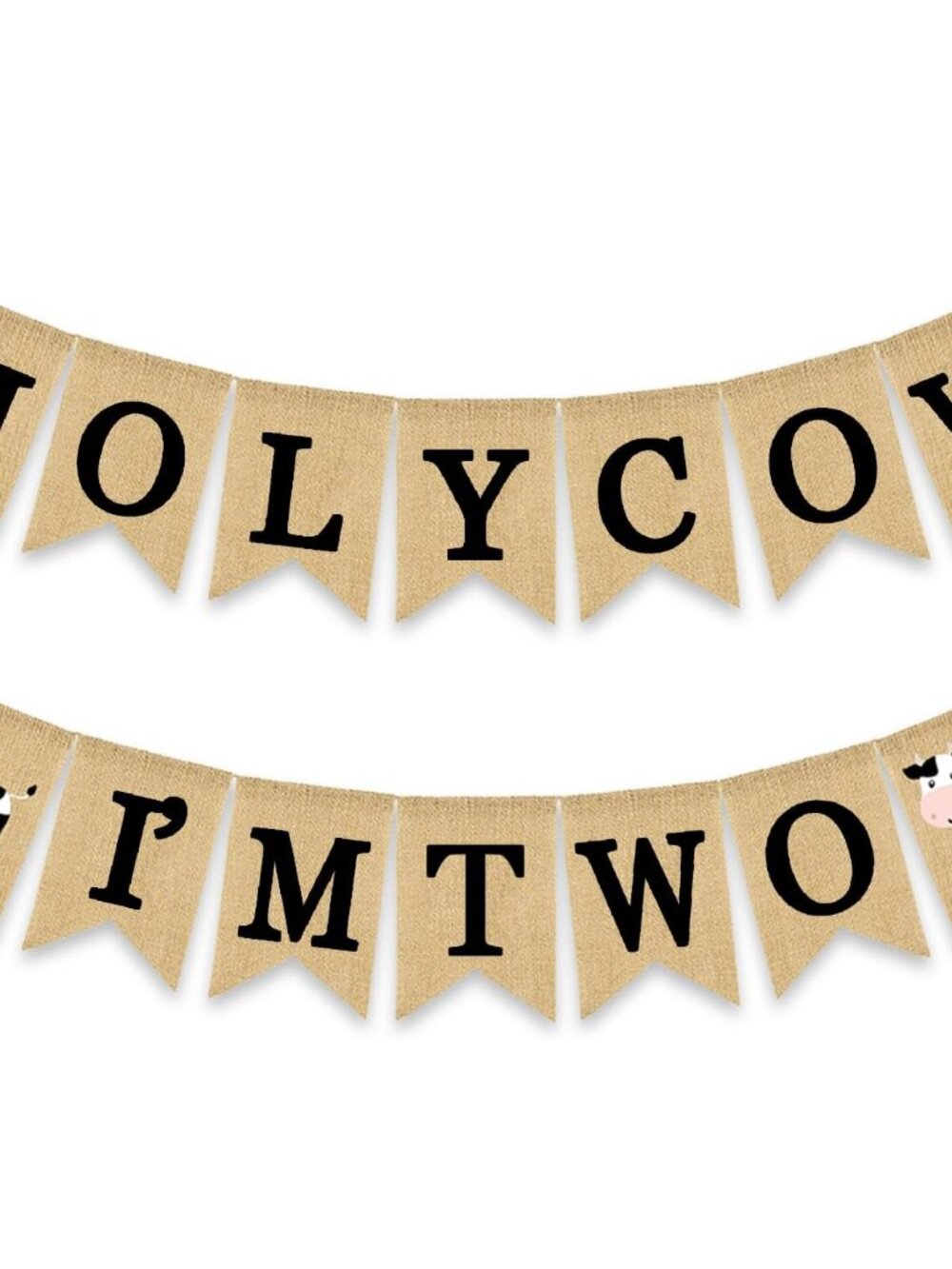 Holy Cow I'm Two Banner Farm 2nd Birthday Party Decoration Barnyard Burlap Garla